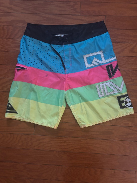 Quiksilver Other - Quiksilver Men's Multicolor Rainbow Stripe Board Shorts - Black Waistband